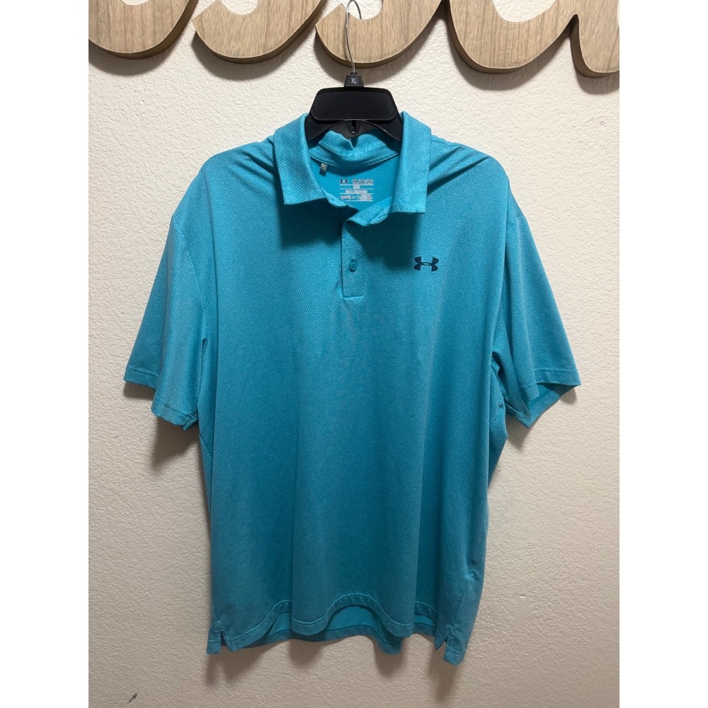 Under Armour Mens HeatGear Loose Fit Polo Shirt Teal Blue Heather 2XL